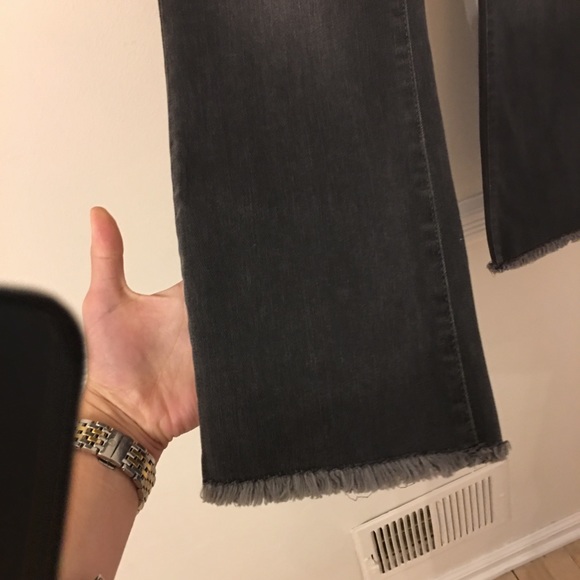 Free People | Black Straight Crop Jeans Fray Hem - Picture 5 of 8